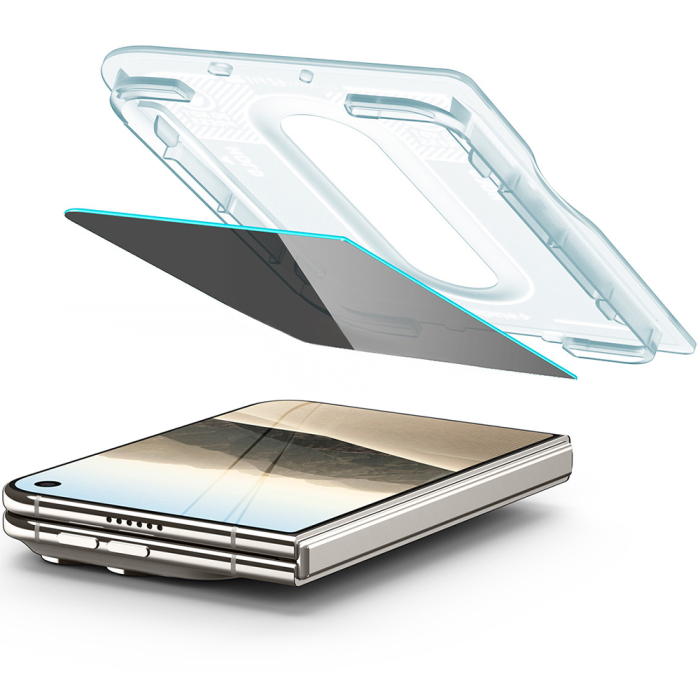 Folie sticla privacy iPhone Duo cu aplicator, Spigen Glas.tR EZ-FIT Pro HD, Duritate 10H+ [2]