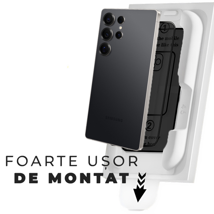 Folie Sticla Privacy pentru Samsung S25 Ultra cu aplicator Daden MagicBox, Full Cover, Protectie Profesionala, Ultra Rezistenta, Calitate Premium, Margini negre [3]