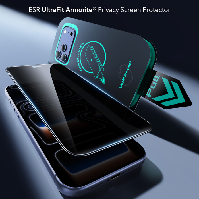 Folie sticla privacy iPhone 18 Pro, ESR Armorite UltraFit - 2 Pack [5]