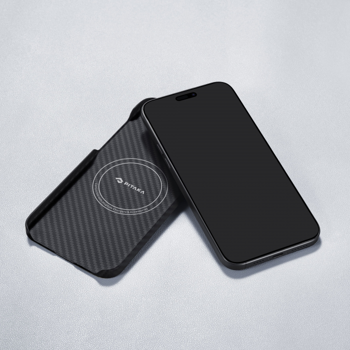 Husa MagEZ 4 Pitaka, Aramida 1500D iPhone 15 Pro Negru/Gri MagSafe [12]