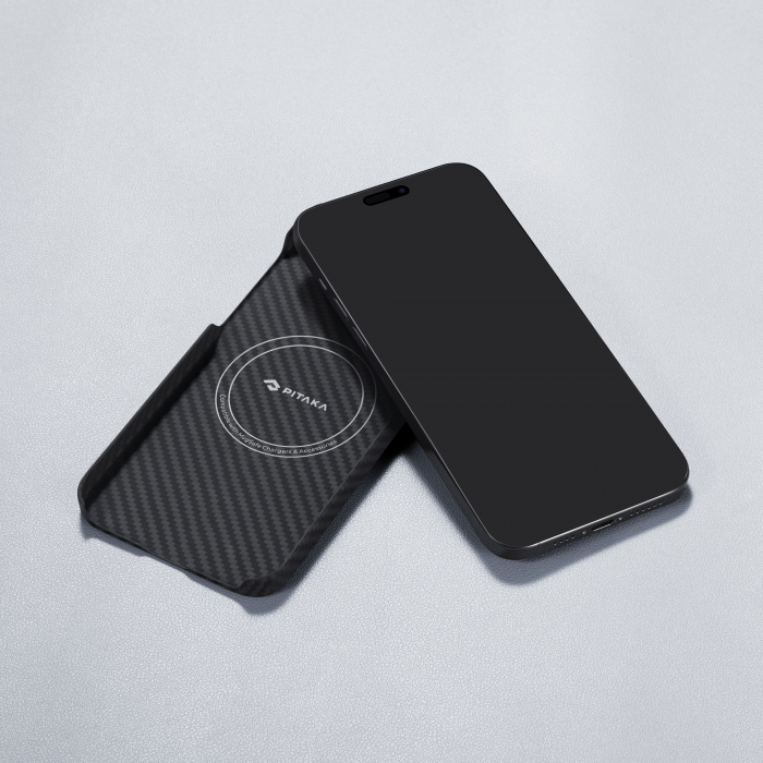 [Outlet] Husa MagEZ 4 Pitaka, Aramida 1500D iPhone 15 Pro Negru/Gri MagSafe [11]