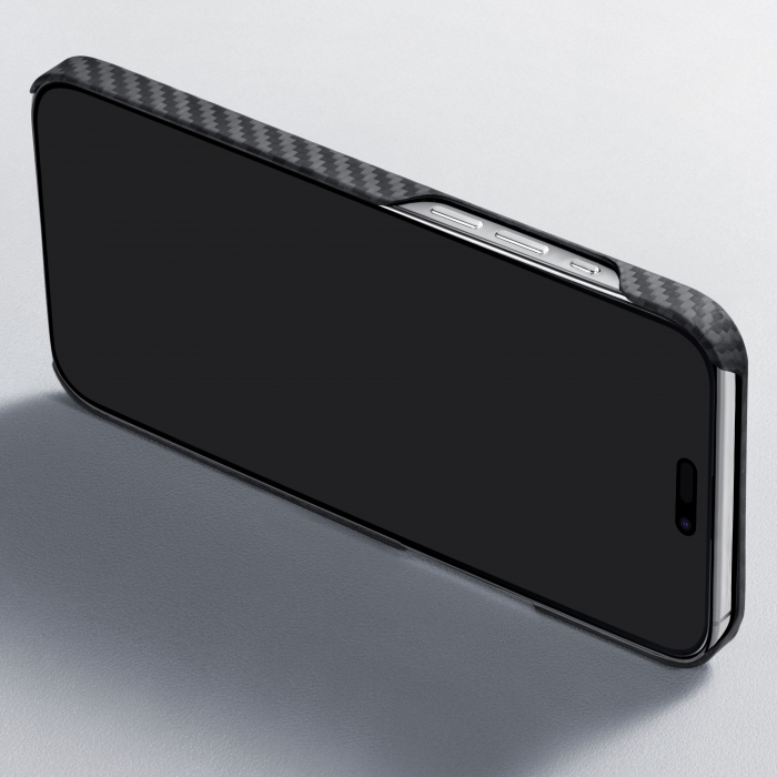 Husa MagEZ 4 Pitaka, Aramida iPhone 15 1500D Negru/Gri MagSafe [2]