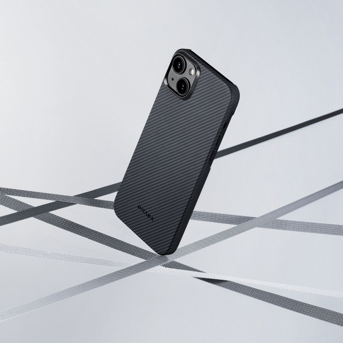 Husa MagEZ 4 Pitaka, Aramida iPhone 15 1500D Negru/Gri MagSafe [3]