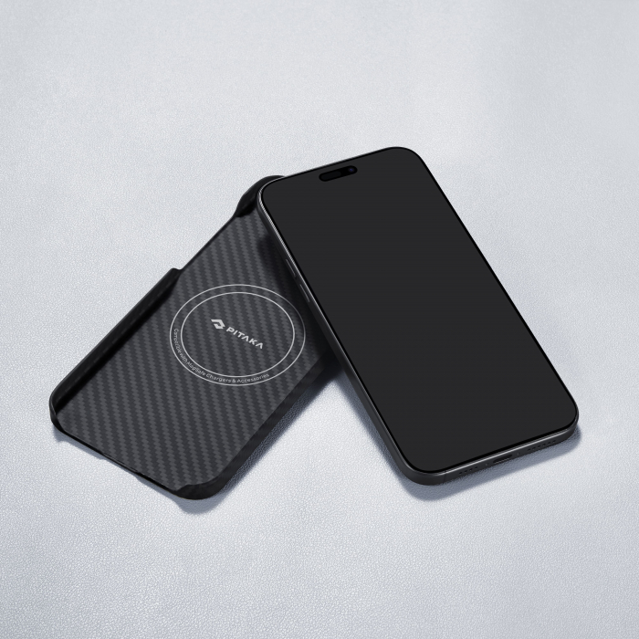Husa MagEZ 4 Pitaka, Aramida iPhone 15 1500D Negru/Gri MagSafe [9]
