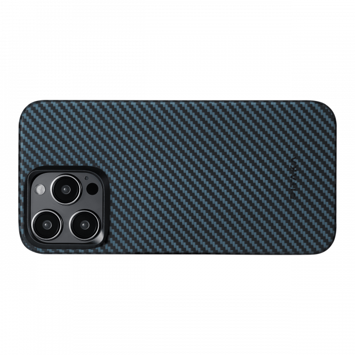 Husa MagEZ 4 Pitaka, Aramida iPhone 15 Pro Max 1500D Negru/Albastru MagSafe [13]