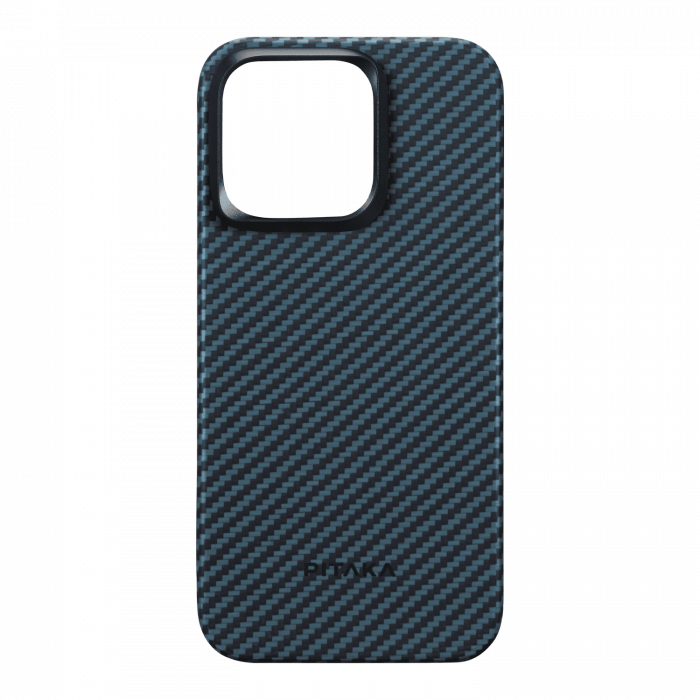 Husa MagEZ 4 Pitaka, Aramida iPhone 15 Pro Max 1500D Negru/Albastru MagSafe [6]