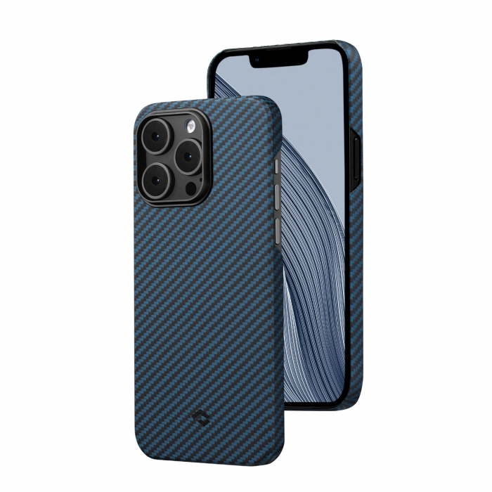 Husa MagEZ 3 Pitaka, Aramida iPhone 14 Pro Max Negru/Albastru MagSafe [3]