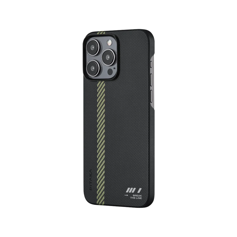 Husa MagEZ 5 Pitaka Break The Line, Aramida 600D iPhone 15 Pro, Negru/Galben [3]