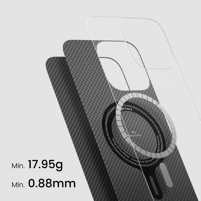 Husa MagEZ 5 Pitaka, Aramida 600D iPhone 16 Pro, Negru/Gri, MagSafe, Ultra Slim [3]