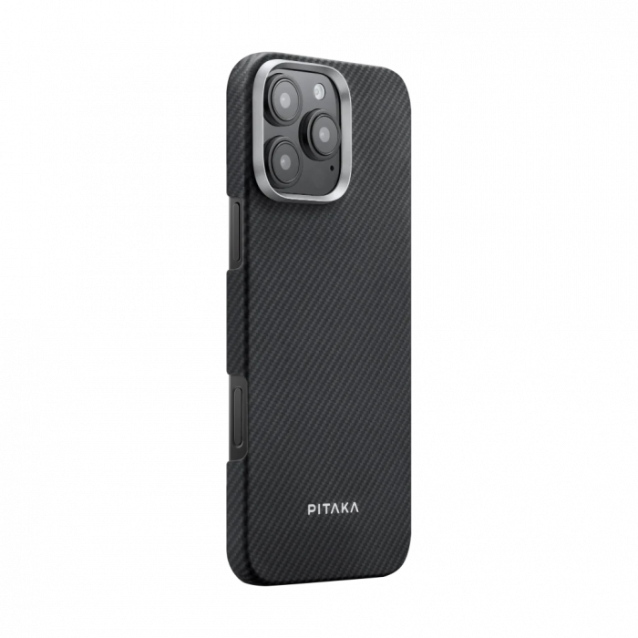 Husa MagEZ 5 Pitaka, Aramida 600D iPhone 16 Pro, Negru/Gri, MagSafe, Ultra Slim [2]