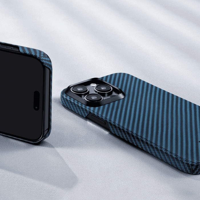 Husa MagEZ 4 Pitaka, Aramida iPhone 15 Plus 1500D Negru/Albastru MagSafe [9]
