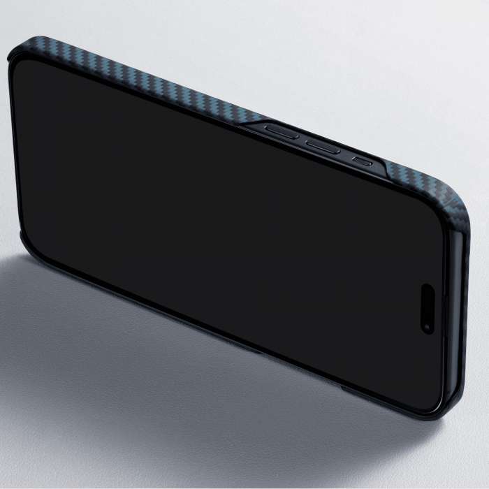 Husa MagEZ 4 Pitaka, Aramida iPhone 15 Plus 1500D Negru/Albastru MagSafe [10]
