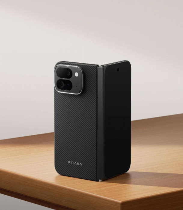 Husa MagEZ 5 Pitaka, Aramida 600D Google 9 Pro Fold, Negru/Gri, MagSafe, Ultra Slim [2]