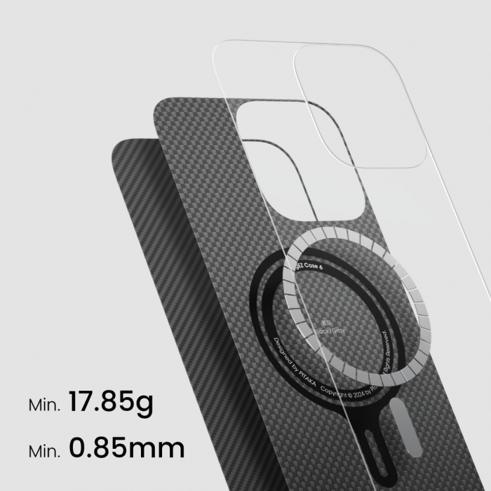 Husa MagEZ 5 Pitaka, Aramida 600D iPhone 16 Plus, Negru/Gri, MagSafe, Ultra Slim [7]