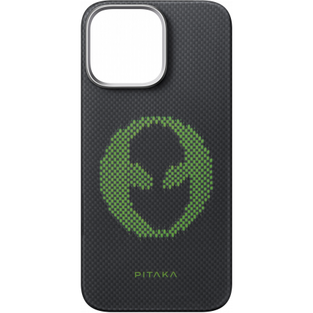 Husa MagEZ 5 Pitaka Alien Luminoasa, Aramida 600D iPhone 16 Pro, Negru/Gri, MagSafe, Ultra Slim [4]
