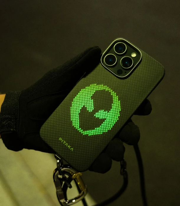 Husa MagEZ 5 Pitaka Alien Luminoasa, Aramida 600D iPhone 16 Pro, Negru/Gri, MagSafe, Ultra Slim [7]