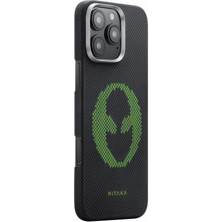 Husa MagEZ 5 Pitaka Alien Luminoasa, Aramida 600D iPhone 16 Pro, Negru/Gri, MagSafe, Ultra Slim [5]