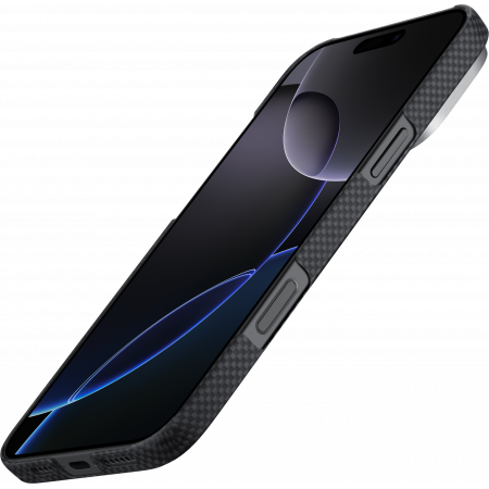 Husa MagEZ 5 Pitaka NoProblemo Luminoasa, Aramida 600D iPhone 16 Pro Max, Negru/Gri, MagSafe, Ultra Slim [2]