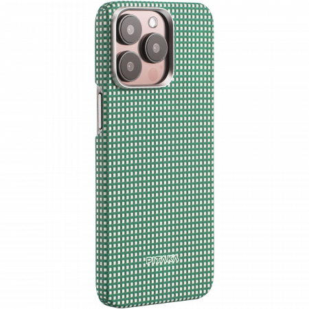 Husa MagEZ 5 Pitaka Forest, Aramida 600D iPhone 15 Pro, Verde/Alb, MagSafe, Ultra Slim [2]