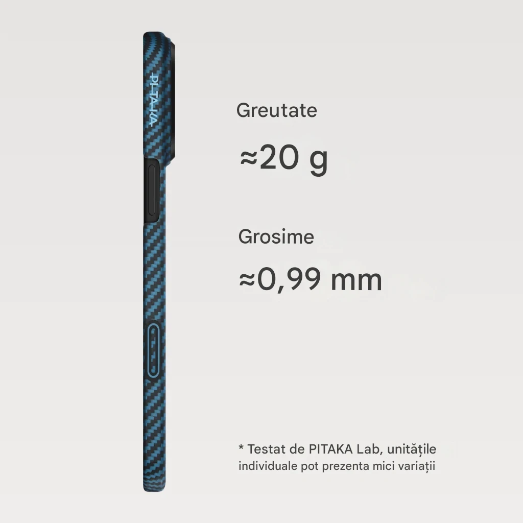 [Outlet] Husa MagEZ 7 Pitaka iPhone 17 Pro, Aramida 1500D, Negru/Albastru, PitaTap™, MagSafe, Ultra Slim [5]