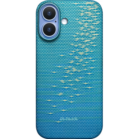 Husa MagEZ 7 Pitaka iPhone 17, Aramida 600D, Glints of Gold, Lucid Blue, MagSafe, Ultra Slim [2]