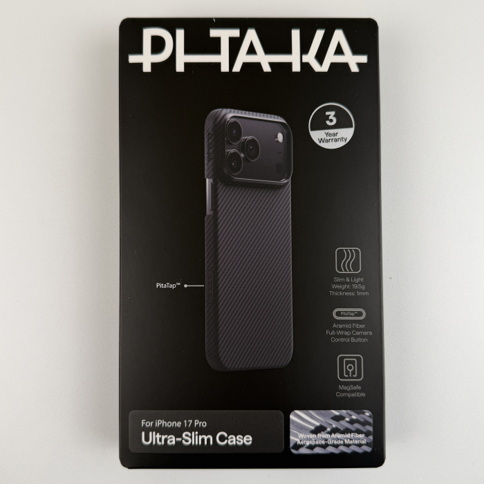 [Outlet] Husa MagEZ 7 Pitaka iPhone 17 Pro, Aramida 600D, Negru/Gri, PitaTap™, MagSafe, Ultra Slim [3]