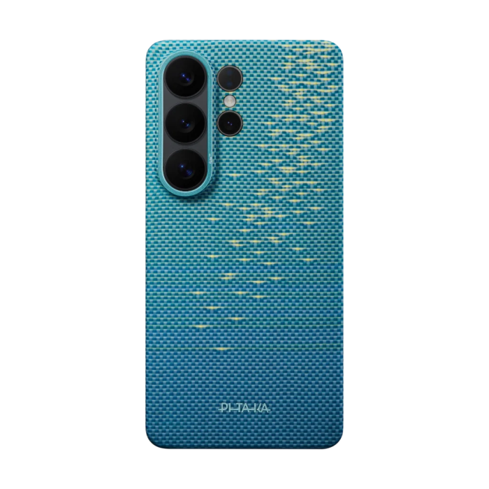 Husa Pitaka Samsung S26 Ultra, Edge case, Glints of Gold, Lucid Blue,  MagSafe, Ultra Slim [13]