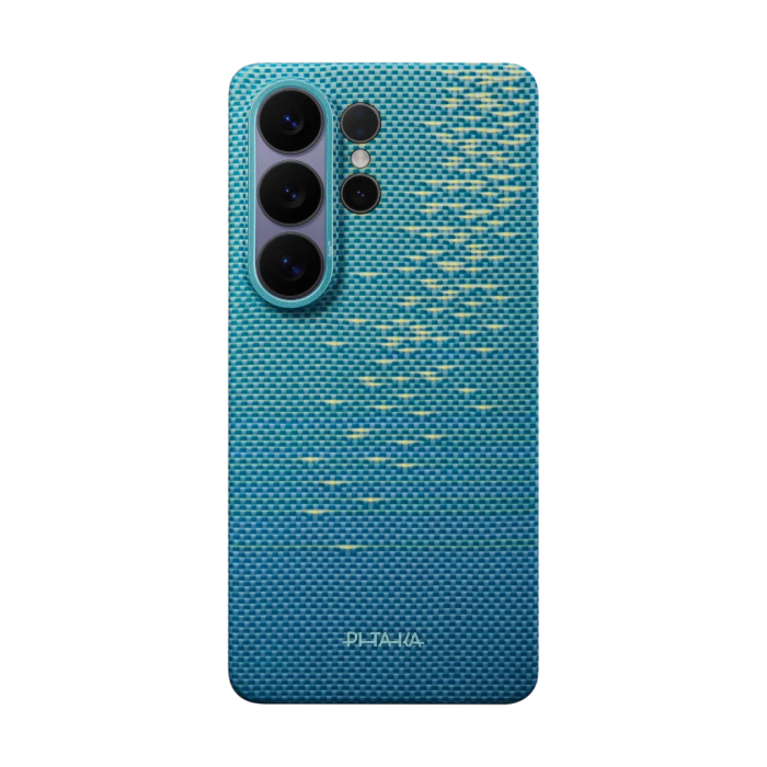 Husa Pitaka Samsung S26 Ultra, Edge case, Glints of Gold, Lucid Blue,  MagSafe, Ultra Slim [14]