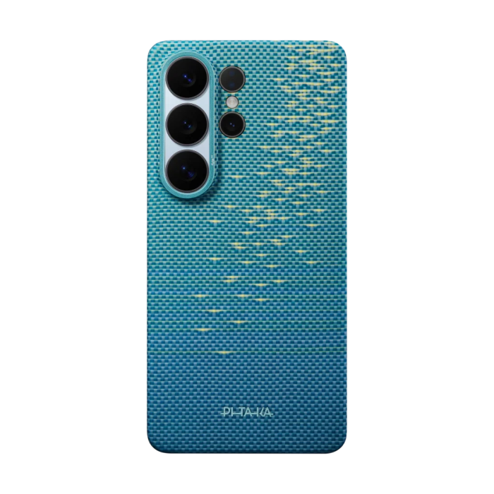 Husa Pitaka Samsung S26 Ultra, Edge case, Glints of Gold, Lucid Blue,  MagSafe, Ultra Slim [12]
