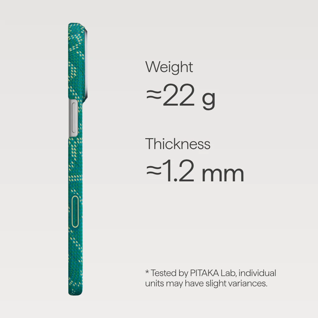 Husa MagEZ 7 Pitaka iPhone 17 Pro Max, Aramida 600D, Monogram, Gold Green, PitaTap™, MagSafe, Ultra Slim [6]