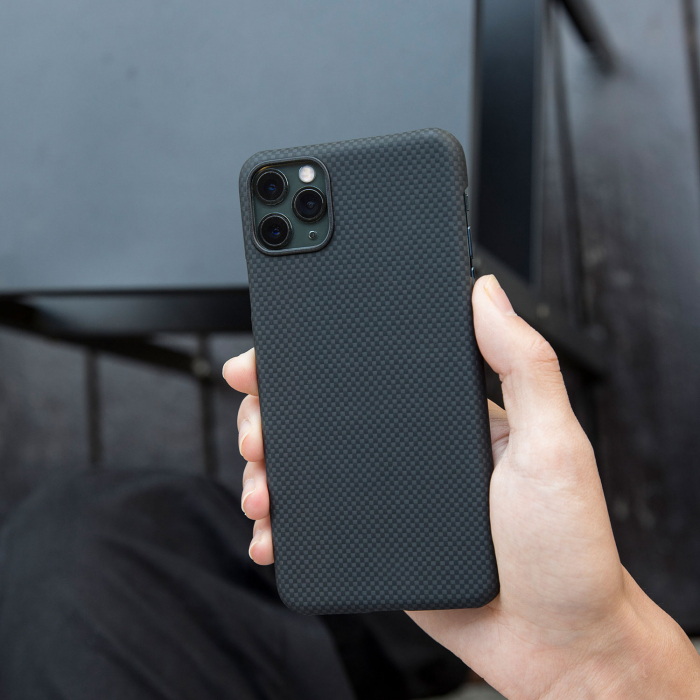 Husa MagEZ Pitaka, Aramida iPhone 11 Pro Max Plain Negru/Gri [2]