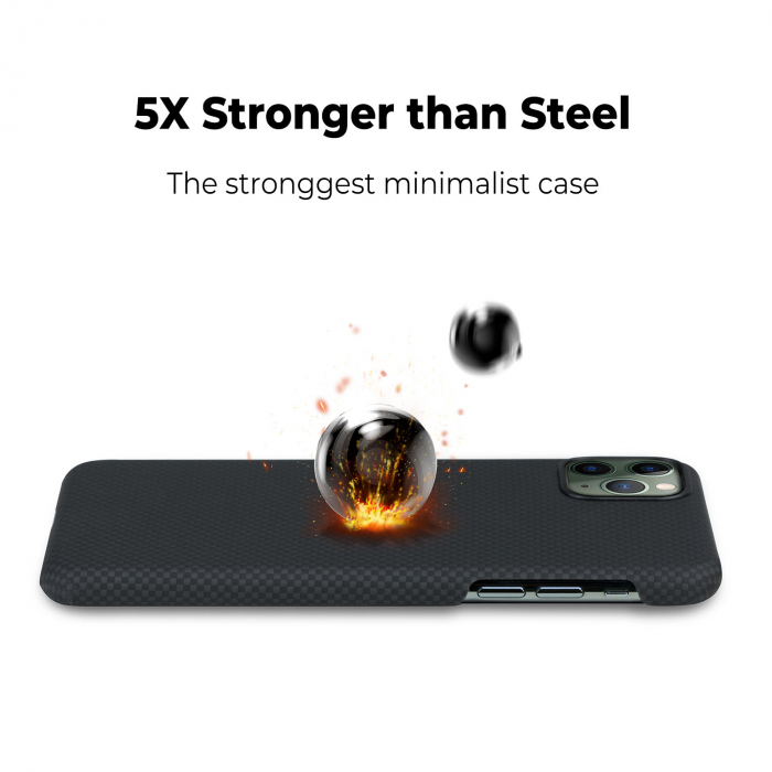 Husa MagEZ Pitaka, Aramida iPhone 11 Pro Max Plain Negru/Gri [4]