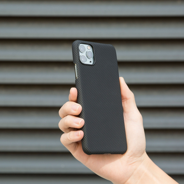 Husa MagEZ Pitaka, Aramida iPhone 11 Pro Max Plain Negru/Gri [3]