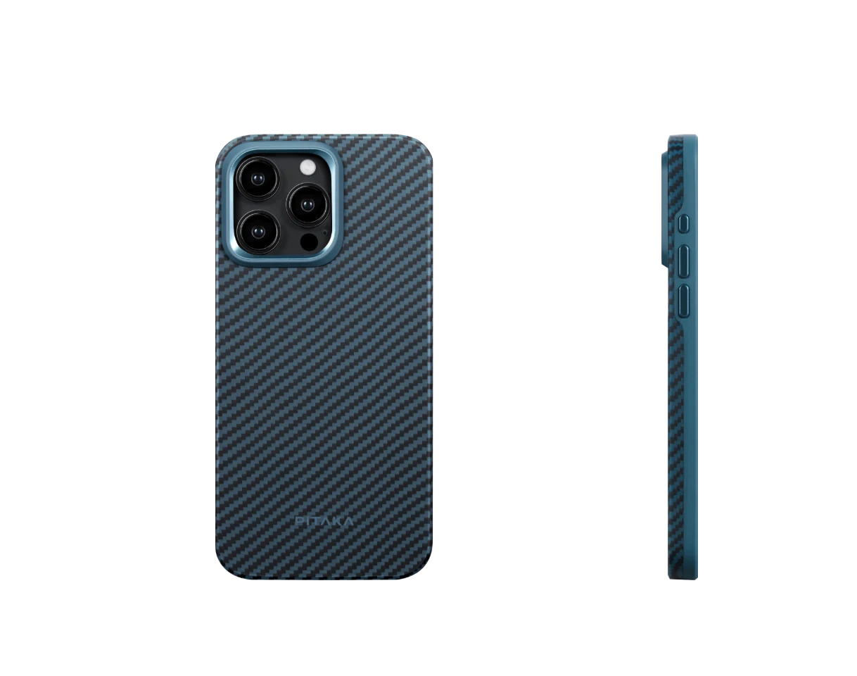 Husa MagEZ Pro 4 Pitaka, Aramida iPhone 15 Pro Max 1500D Negru/Albastru [5]