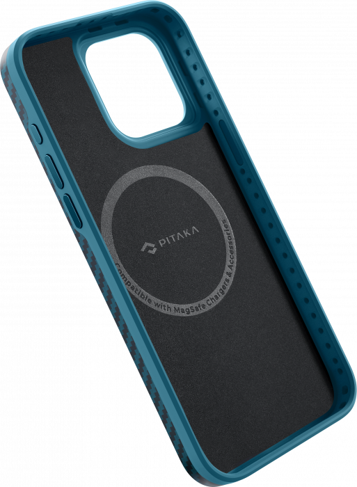 Husa MagEZ Pro 4 Pitaka, Aramida iPhone 15 Pro Max 1500D Negru/Albastru [4]