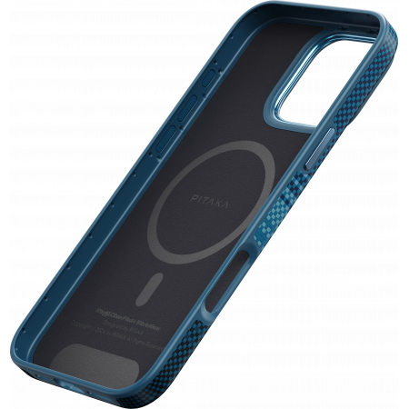 [Outlet] Husa MagEZ Pro 4 Pitaka Moonrise 600D, Aramida iPhone 16 Pro, Military-Grade, Albastru [6]