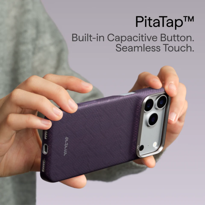 Husa Pitaka iPhone 18 Pro/ 17 Pro, Edge Case, PTK Weaving, PitaTap™, MagSafe, Ultra Slim, Charoite Purple [14]