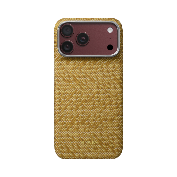 Husa Pitaka iPhone 18 Pro Max/ 17 Pro Max, Edge Case, Wind Over Wheat, PitaTap™, MagSafe, Ultra Slim, 01* Golden Drift [2]