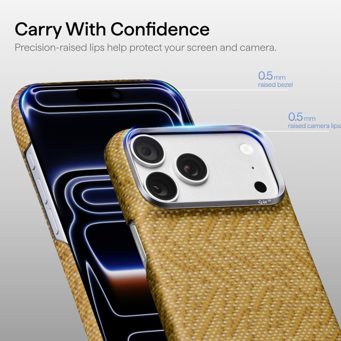 Husa Pitaka iPhone 18 Pro Max/ 17 Pro Max, Edge Case, Wind Over Wheat, PitaTap™, MagSafe, Ultra Slim, 01* Golden Drift [15]
