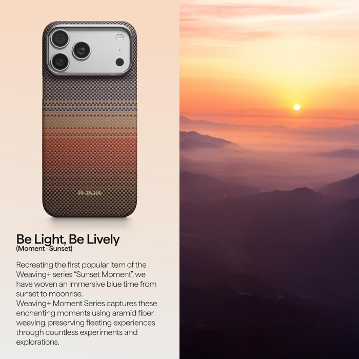 Husa Pitaka iPhone 18 Pro, Aramida, Edge Case, PitaTap™, MagSafe, Ultra Slim, Sunset [16]