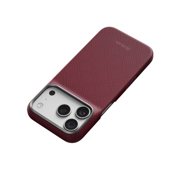 Husa Pitaka iPhone 18 Pro, Edge Case, Argyle, PitaTap™, MagSafe, Ultra Slim, Burgundy [7]