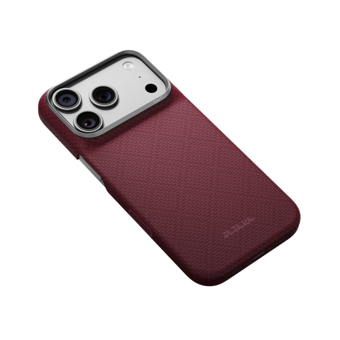 Husa Pitaka iPhone 18 Pro, Edge Case, Argyle, PitaTap™, MagSafe, Ultra Slim, Burgundy [9]