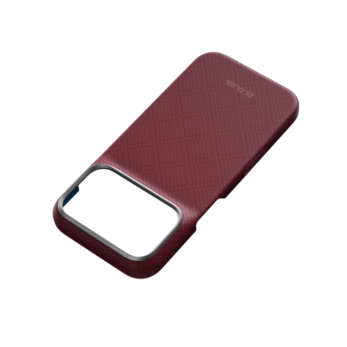Husa Pitaka iPhone 18 Pro, Edge Case, Argyle, PitaTap™, MagSafe, Ultra Slim, Burgundy [6]