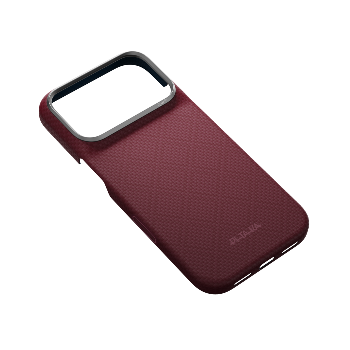 Husa Pitaka iPhone 18 Pro, Edge Case, Argyle, PitaTap™, MagSafe, Ultra Slim, Burgundy [8]