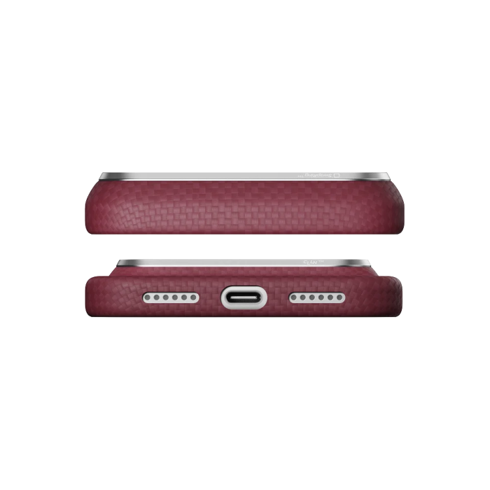 Husa Pitaka iPhone 18 Pro, Edge Case, Argyle, PitaTap™, MagSafe, Ultra Slim, Burgundy [4]