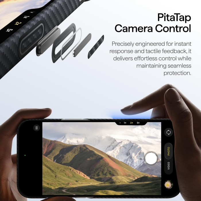 Husa Pitaka iPhone 18 Pro, Edge Case, Classic, PitaTap™, MagSafe, Ultra Slim, Negru/Gri [15]