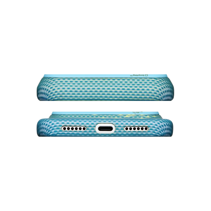 Husa Pitaka iPhone 18 Pro, Edge Case,Glints of Gold, PitaTap™, MagSafe, Ultra Slim, Lucid Blue [6]