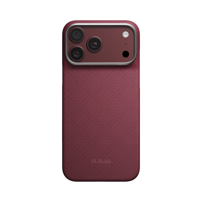 Husa Pitaka iPhone 18 Pro Max/ 17 Pro Max, Edge Case, Argyle, PitaTap™, MagSafe, Ultra Slim, Burgundy [2]