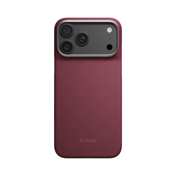 Husa Pitaka iPhone 18 Pro Max/ 17 Pro Max, Edge Case, Argyle, PitaTap™, MagSafe, Ultra Slim, Burgundy [3]