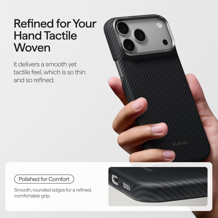 Husa Pitaka iPhone 18 Pro Max, Edge Case, Classic, PitaTap™, MagSafe, Ultra Slim, Negru/Gri [17]